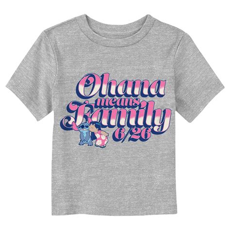 Toddler's Lilo & Stitch Pink and White Script Ohana Kiss Graphic Tee ...