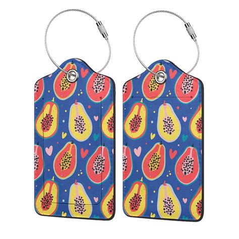Fruit of Papaya Pattern Luggage Tags for Suitcase PU Privacy Cover ID ...