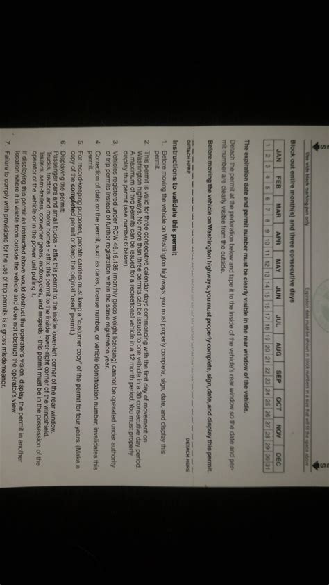 Printable Washington State Trip Permit Template - prntbl ...