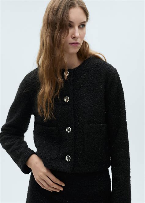 Shiny bouclé jacket - Women | MANGO USA