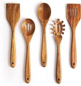 Buy Star Export Designs Acacia Wooden Spoons for Cooking: 5-Piece ...
