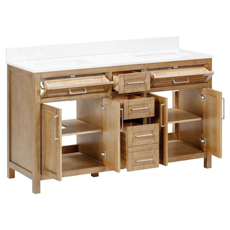allen + roth Connery 60-in Golden Oak Undermount Double Sink Bathroom ...