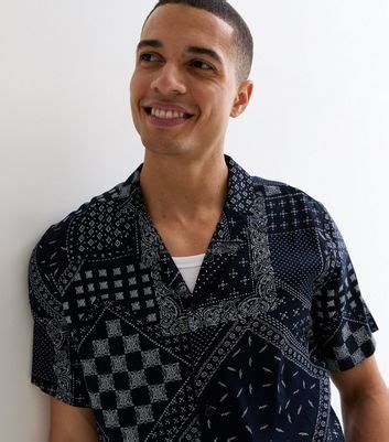 Navy Bandana Print Short Sleeve Shirt | New Look