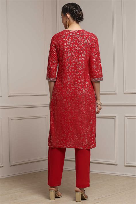 Buy Maroon Cotton Printed Straight Suit Set Online at Biba India