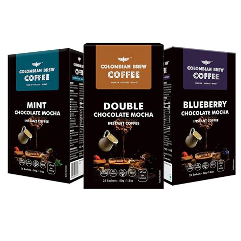 Colombian Brew Instant Coffee Powder Double Chocolate Mocha 50g, Mint ...