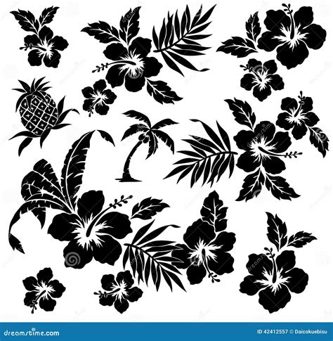 Tropical plant and flower stock vector. Illustration of decoration ...