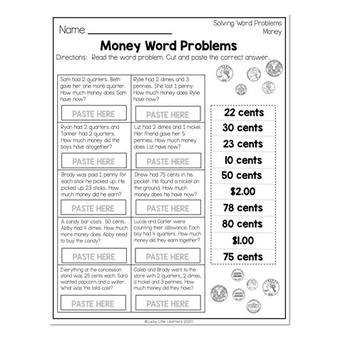 Image result for Money Math Problems Free