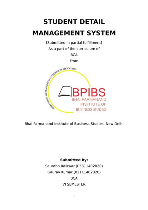 Report - Done - STUDENT DETAIL MANAGEMENT SYSTEM [Submitted in partial ...