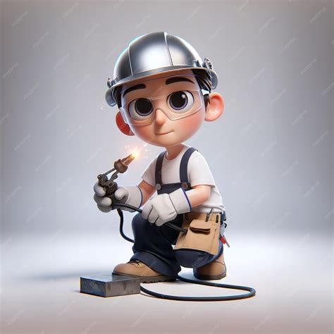 Cartoon character working holding a welding torch | Premium AI ...