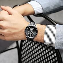 NIBOSI Analogue Men's Stainless Steel Watch (Blue Dial Black Colored ...