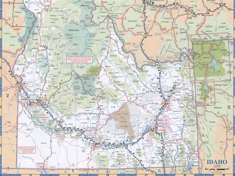 Idaho highways map, Large detailed mmap road freeway of ID state