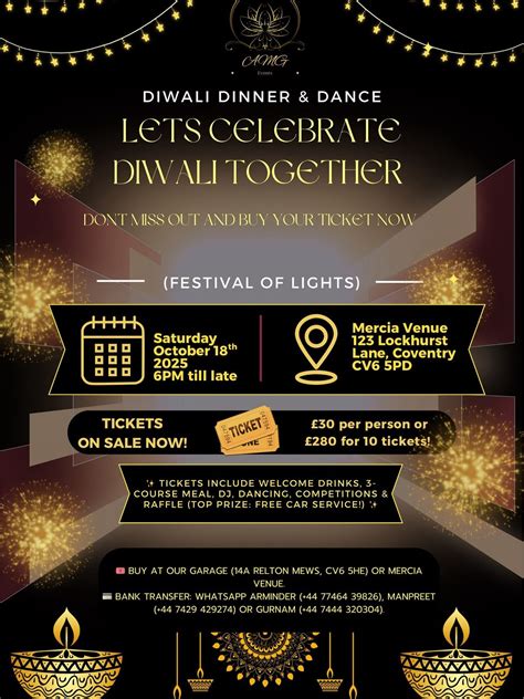 AMG Events present 2025 Diwali Dinner and Dance , Mercia Venue ...