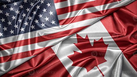 United States and Canada Flags Woven Together Depicting Unity and ...