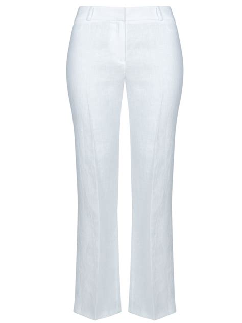 Marks and Spencer - - M&5 WHITE Pure Linen Straight Leg Trousers - Size ...