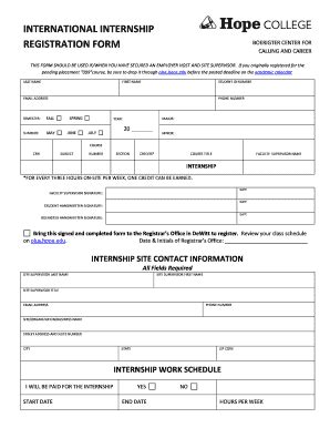 Fillable Online ACADEMIC INTERNSHIP REGISTRATION FORM Fax Email Print ...