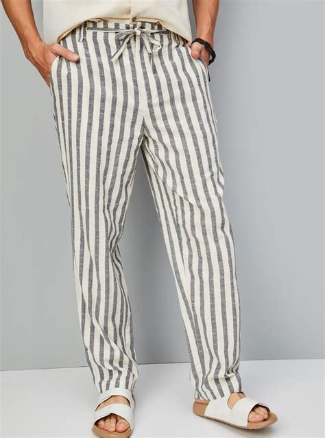 Buy Men Striped Drawstring Waist Pants Online at just Rs. 799.0 ...