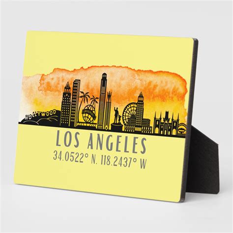 Los Angeles Skyline Latitude and Longitude Plaque | Zazzle