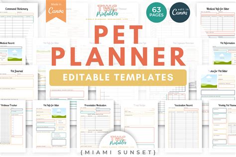 Pet Planner Canva Templates | MIAMI SUNS Graphic by TWCprintables ...