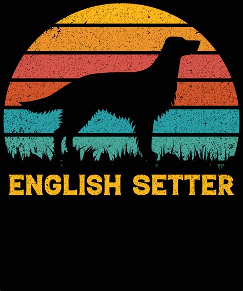 divertido setter inglés vintage retro puesta de sol silueta regalos ...