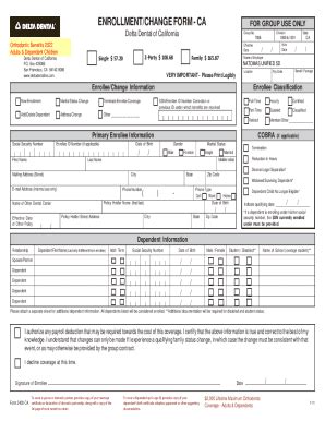 Fillable Online ENROLLMENT/CHANGE FORM - CA FOR GROUP USE ONLY Delta ...