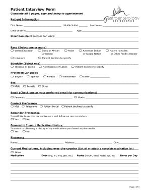 Fillable Online gastroassociates Patient Interview Form ...