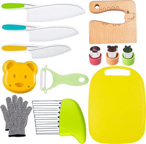 Amazon.com: Leking 13 Pcs Wooden Kids Kitchen Knife, Kids Knife Set ...