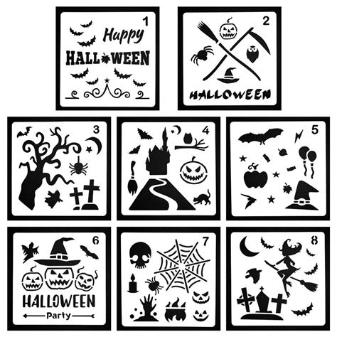 Petift Halloween Decor Stencils,Bullet Journal Stencil Template Set,8 ...