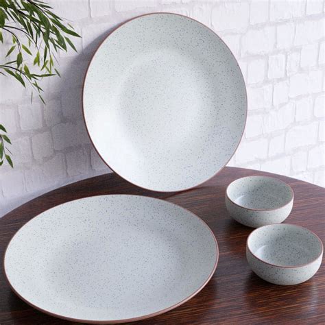 White Matte Brown Ceramic Dinner Plate Set of 2 – The Earth Store