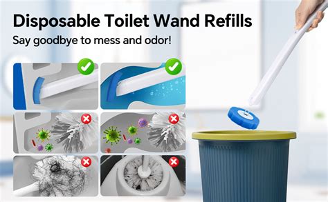 CRIYALE Disposable Toilet Brush with 6pcs Sponge Refills, Wall Mounted ...