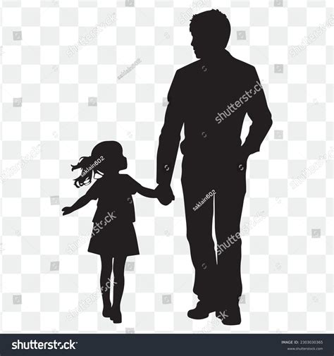 Father Daughter Holding Hands Silhouette