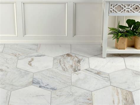 Bianco Orion Polished Hexagon Marble Tile | Hexagon marble tile, Marble ...