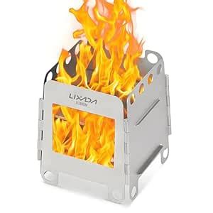 Lixada Camping Stove, Titanium Folding Wood Burning Stove Alcohol ...
