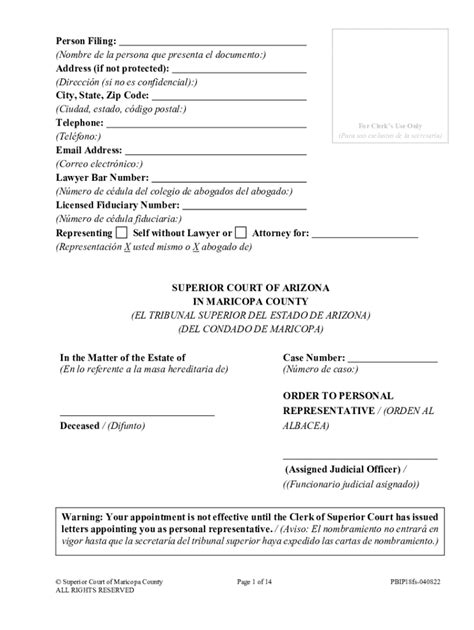 Completable En línea superiorcourt maricopa Orden Al Albacea; ORDER TO ...