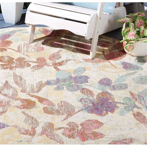 Safavieh Barbados 7 X 7 (ft) Beige/Red Round Indoor/Outdoor Floral ...