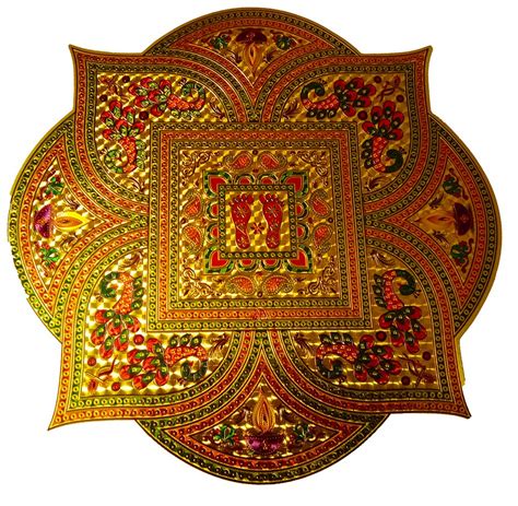 Buy DMS RETAIL Multicolor Gold Peacock Diya Laxmi Charan Rangoli Floor ...