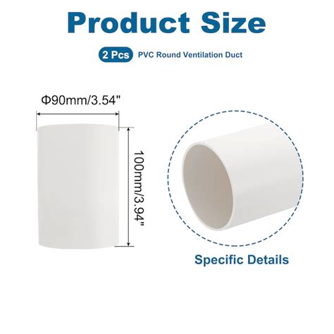 PATIKIL 3.5 Inch Round Plastic Duct Pipe Connector 2 pcs 4 Inch Long ...