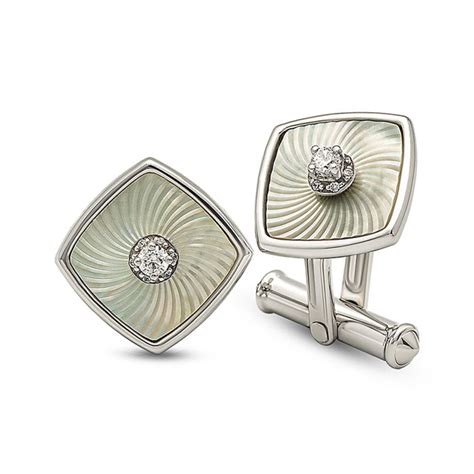 Buy Silver Square Moonlit Pearl (MOP) Limited Edition Cufflinks - Silberry