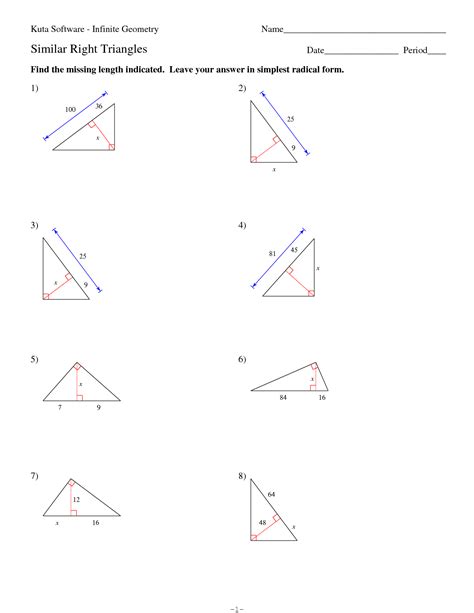 Geometry Similar Triangles Worksheet