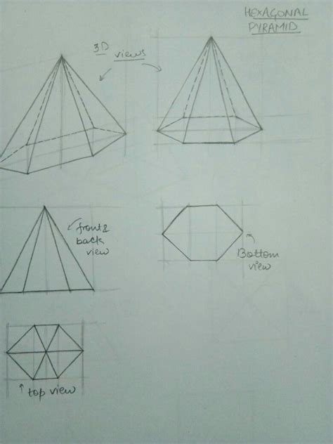Hexagonal Pyramid Engineering Drawing Problems 的图像结果