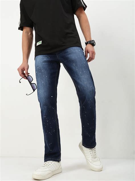 SHOWOFF Men's Blue Solid Straight Fit Jeans