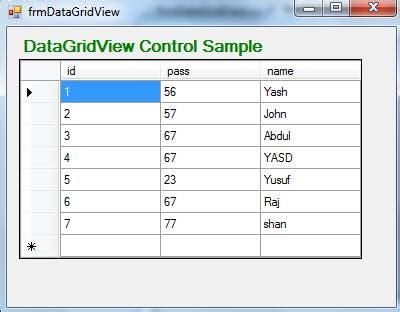 Image result for DataGridView Control C
