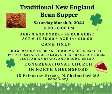 Traditional New England Bean Supper, 15 Princeton Street, North ...