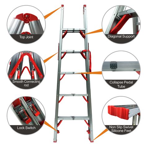 6 ft Aluminum Twin Aluminum Folding Ladder Step Ladder