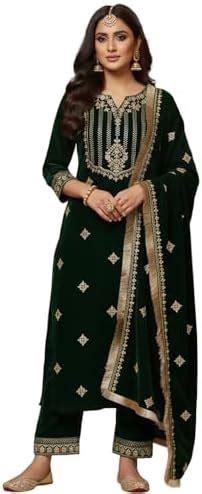 Buy Varanga Women’S Embroidered Velvet Kurta With Gota Patti Work ...