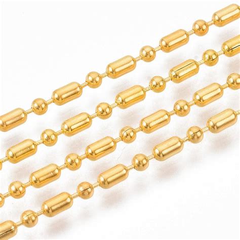 2 Mtr, Brass Ball Chains, Ball-Bar Style, Round and Oval