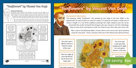 Sunflowers by Vincent Van Gogh Art Appreciation Activity