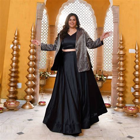 Buy Crown-Luxe Navy Satin Lehenga Set With Banarasi Brocade Jacket ...