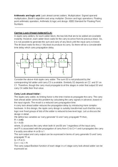 Unit-2(COA) - Arithmetic Logic Unit Design and Operations Notes - Studocu