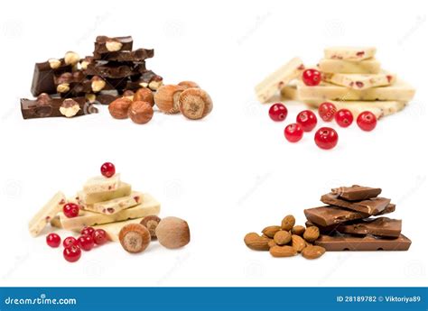 Set of Chocolate with Nuts and Berries Stock Photo - Image of nuts ...