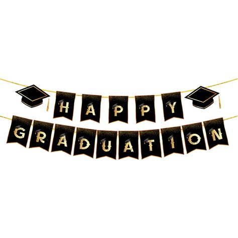 Graduation Decorations 2024 Banner Happy Graduation Banner Black And ...